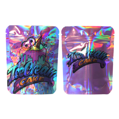 ซื้อ สีที่กําหนดเอง Holographic ยืนขึ้นกระเป๋า Matte Tear Notch กับซิป online manufacture