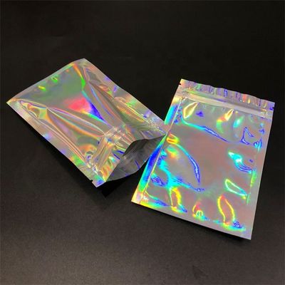 ซื้อ ยืนขึ้น Holographic กระเป๋าบรรจุ Zipper กระเป๋าเรียบ กระเป๋าเลเซอร์เล็ก Zip Lock กระเป๋าพลาสติก online manufacture