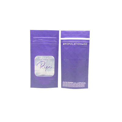 ซื้อ สัญลักษณ์ที่กําหนดเอง สีม่วง พลาสติก ยืนขึ้น ซิปล็อค กระเป๋าบรรจุ Mylar กระเป๋าที่มีหน้าต่าง online manufacture