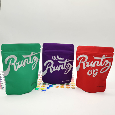 ซีปเปอร์หลายสีที่สามารถนําไปใช้ได้ Mylar ยืนขึ้นกระเป๋า กันความชื้นสําหรับ CBD สมุนไพร