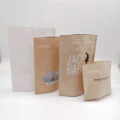 Kraft Biodegradable ยืนขึ้นกระเป๋ากระดาษกระเป๋าที่มีหน้าต่างใส